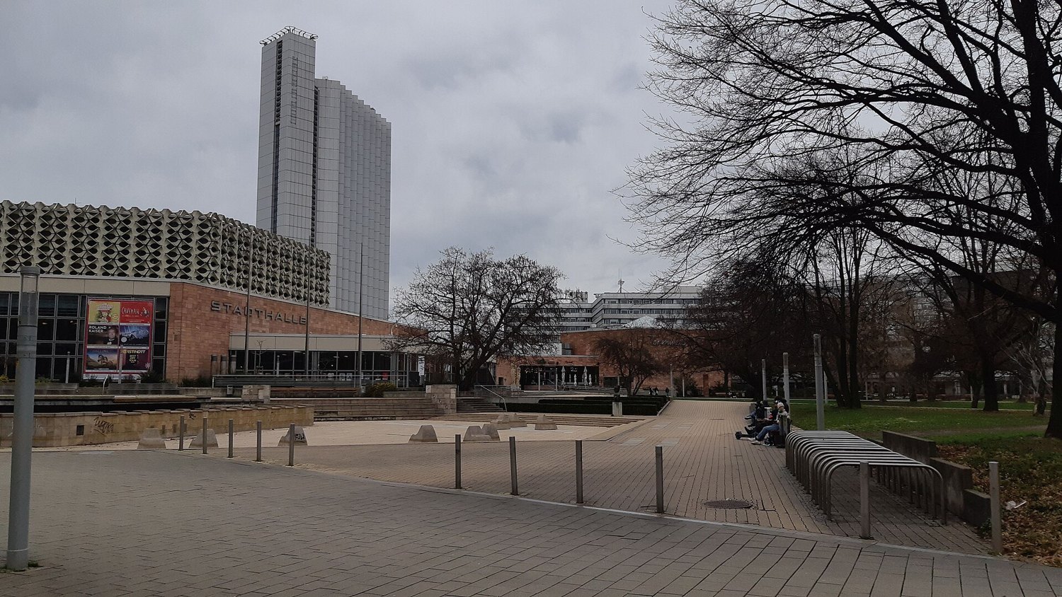 Stadthalle and fountain in Chemnitz